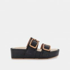 DOLCEVITA CORYN SANDALS BLACK RAFFIA