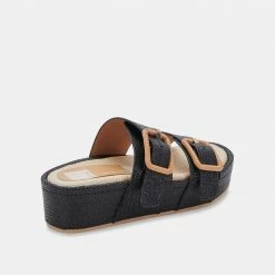DOLCEVITA CORYN SANDALS BLACK RAFFIA