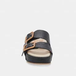 DOLCEVITA CORYN SANDALS BLACK RAFFIA