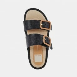 DOLCEVITA CORYN SANDALS BLACK RAFFIA