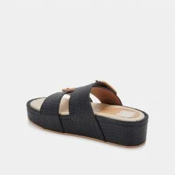 DOLCEVITA CORYN SANDALS BLACK RAFFIA