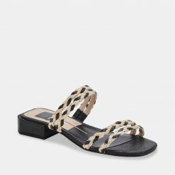DOLCEVITA HAIZE RAFFIA SANDALS BLACK NATURAL RAFFIA