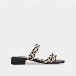 DOLCEVITA HAIZE RAFFIA SANDALS BLACK NATURAL RAFFIA