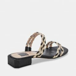 DOLCEVITA HAIZE RAFFIA SANDALS BLACK NATURAL RAFFIA