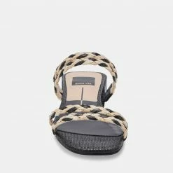 DOLCEVITA HAIZE RAFFIA SANDALS BLACK NATURAL RAFFIA