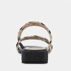 DOLCEVITA HAIZE RAFFIA SANDALS BLACK NATURAL RAFFIA