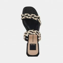 DOLCEVITA HAIZE RAFFIA SANDALS BLACK NATURAL RAFFIA