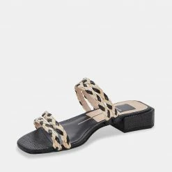 DOLCEVITA HAIZE RAFFIA SANDALS BLACK NATURAL RAFFIA