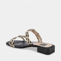 DOLCEVITA HAIZE RAFFIA SANDALS BLACK NATURAL RAFFIA