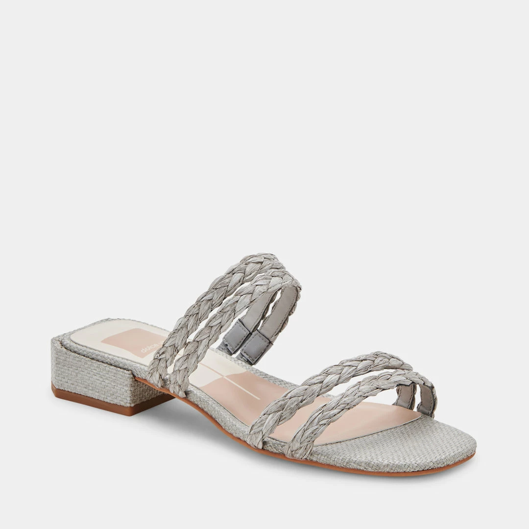 DOLCEVITA HAIZE RAFFIA SANDALS LIGHT GREY RAFFIA