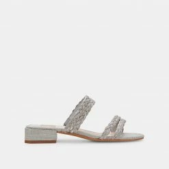 DOLCEVITA HAIZE RAFFIA SANDALS LIGHT GREY RAFFIA