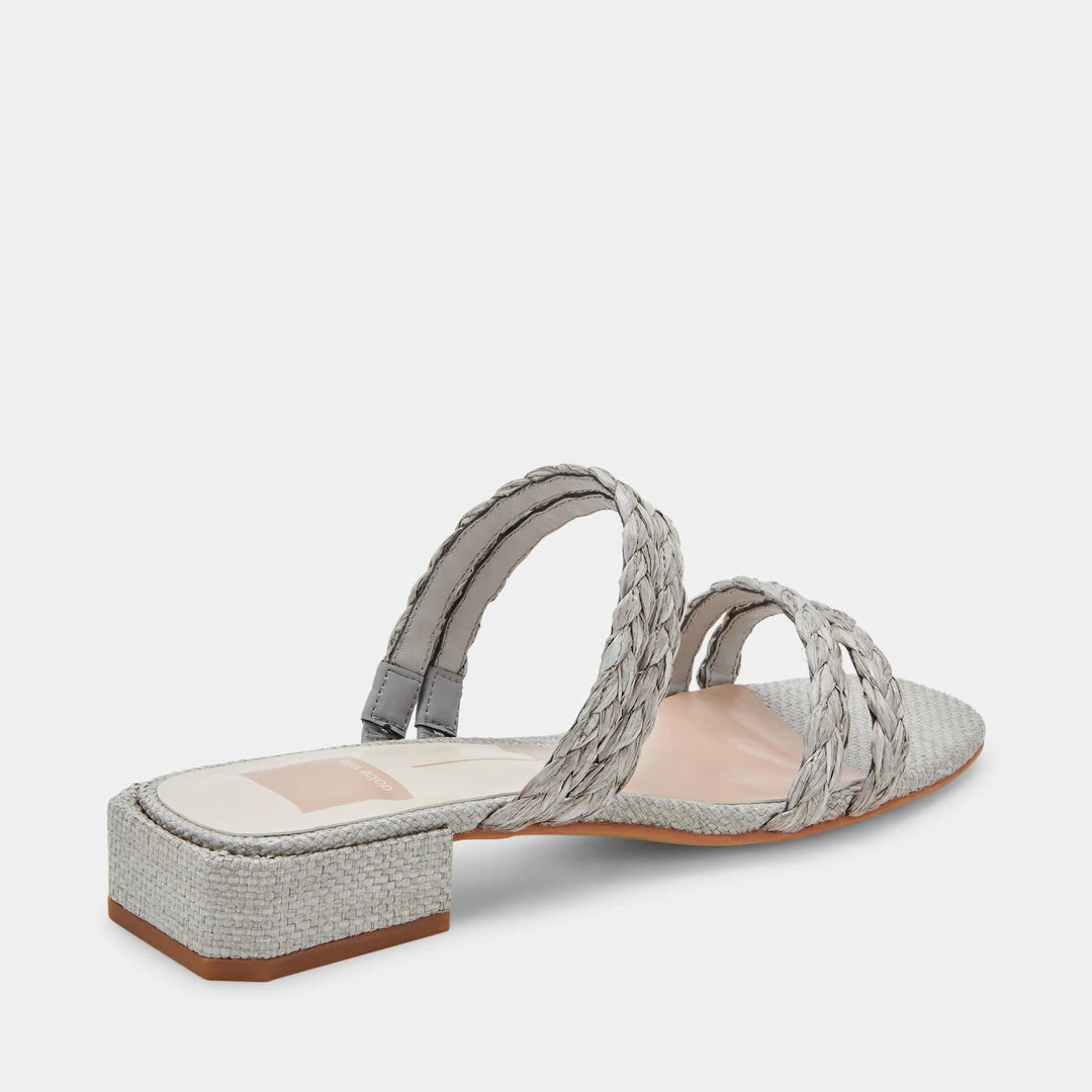 DOLCEVITA HAIZE RAFFIA SANDALS LIGHT GREY RAFFIA