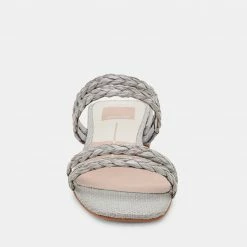 DOLCEVITA HAIZE RAFFIA SANDALS LIGHT GREY RAFFIA