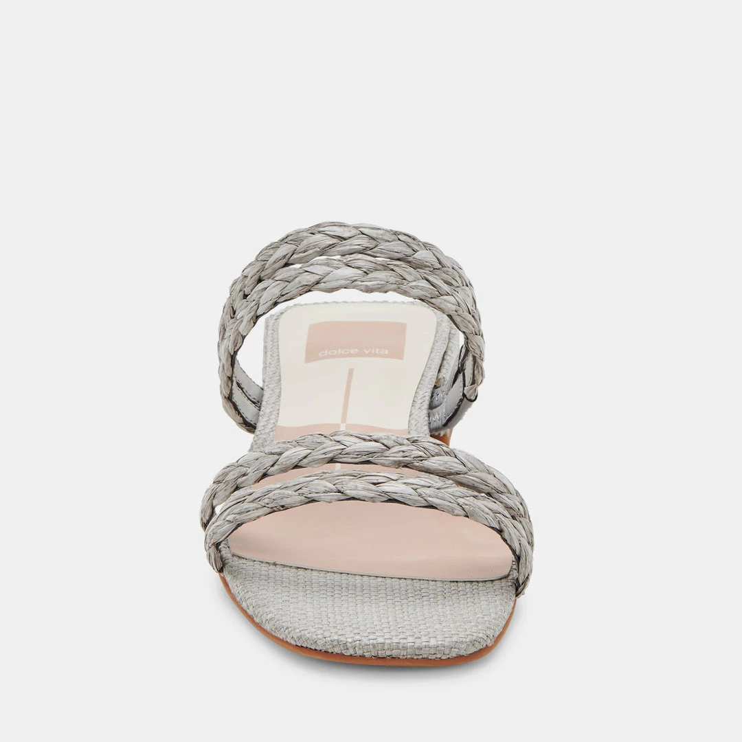 DOLCEVITA HAIZE RAFFIA SANDALS LIGHT GREY RAFFIA