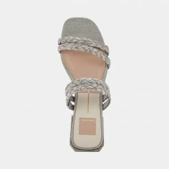 DOLCEVITA HAIZE RAFFIA SANDALS LIGHT GREY RAFFIA