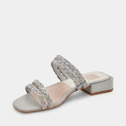 DOLCEVITA HAIZE RAFFIA SANDALS LIGHT GREY RAFFIA