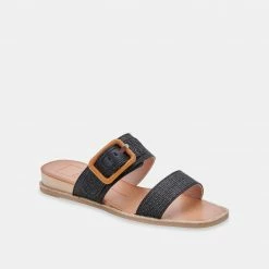 DOLCEVITA PEIO SANDALS BLACK RAFFIA