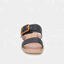 DOLCEVITA PEIO SANDALS BLACK RAFFIA