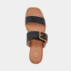 DOLCEVITA PEIO SANDALS BLACK RAFFIA