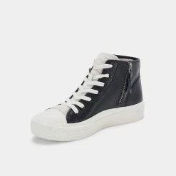 DOLCEVITA VEOLA PLUSH SNEAKERS BLACK EMBOSSED LEATHER