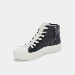 Recurate VEOLA PLUSH SNEAKERS BLACK EMBOSSED LEATHER Re:vita