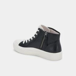 Recurate VEOLA PLUSH SNEAKERS BLACK EMBOSSED LEATHER Re:vita