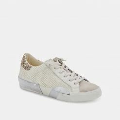 DOLCEVITA ZINA SNEAKERS OFF WHITE EMBOSSED LEATHER