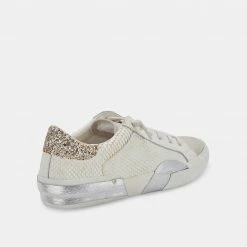 DOLCEVITA ZINA SNEAKERS OFF WHITE EMBOSSED LEATHER