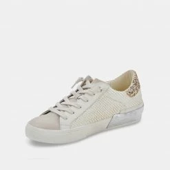DOLCEVITA ZINA SNEAKERS OFF WHITE EMBOSSED LEATHER