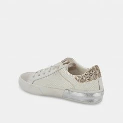 DOLCEVITA ZINA SNEAKERS OFF WHITE EMBOSSED LEATHER
