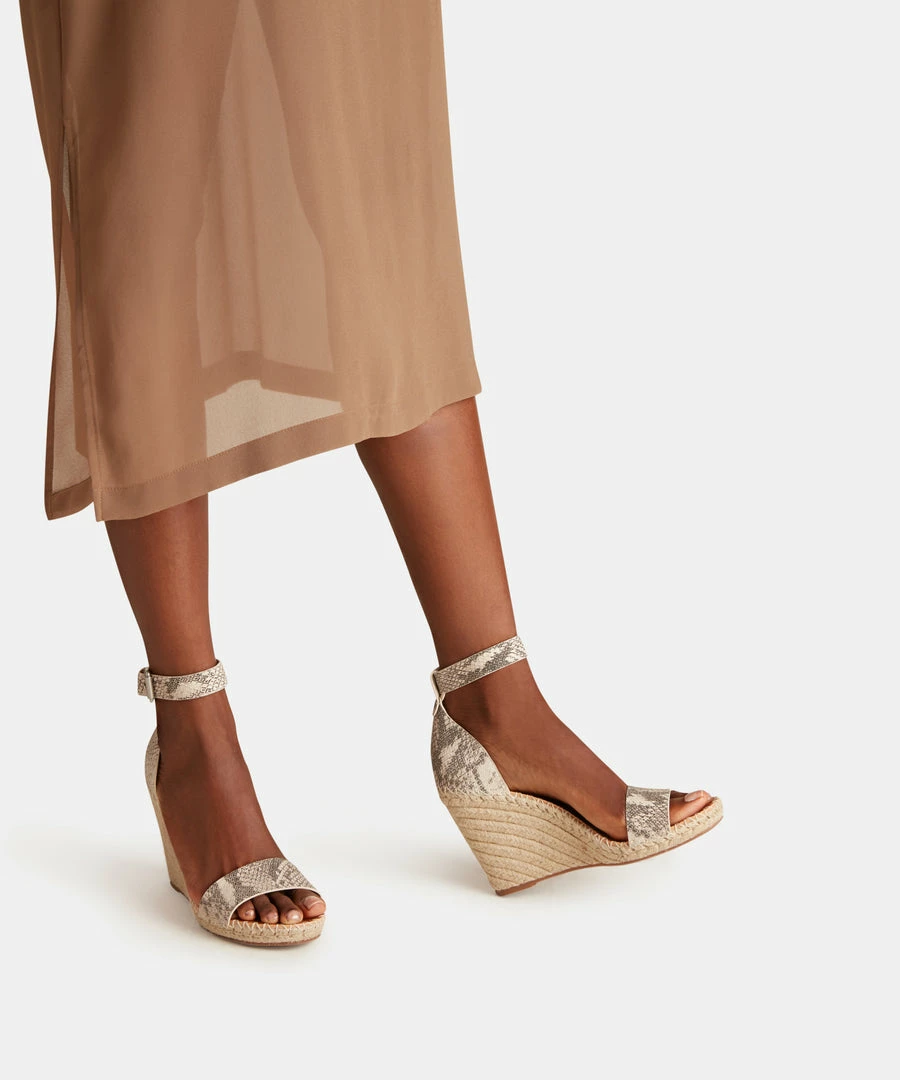 DOLCEVITA SANDALS NOOR WEDGES STONE SNAKE PRINT LEATHER