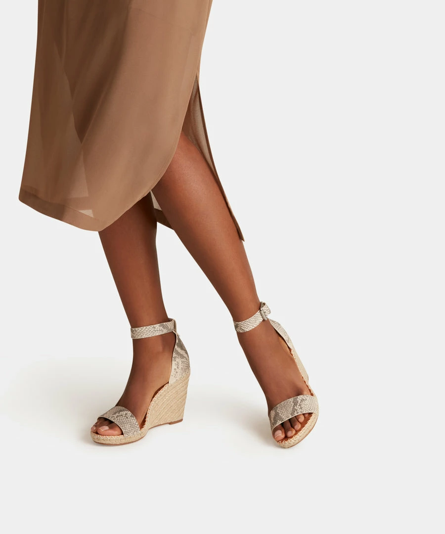 DOLCEVITA SANDALS NOOR WEDGES STONE SNAKE PRINT LEATHER