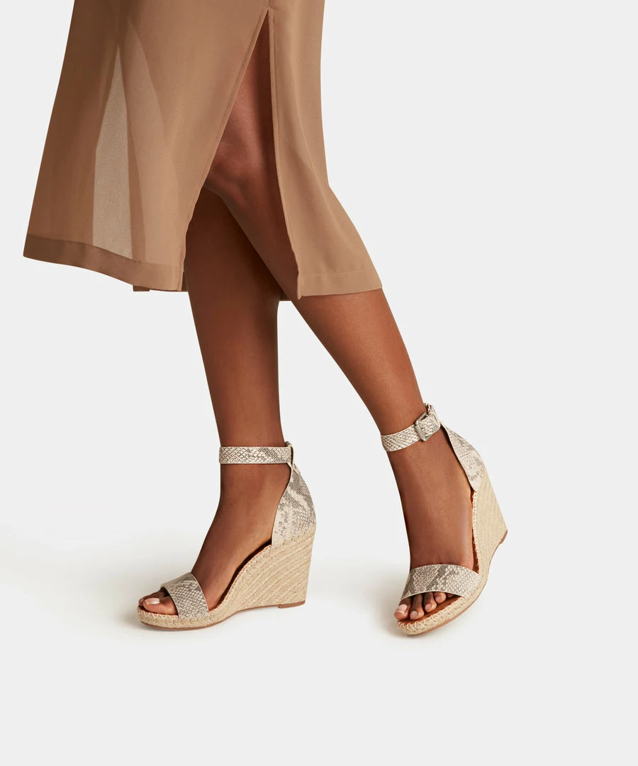 DOLCEVITA SANDALS NOOR WEDGES STONE SNAKE PRINT LEATHER