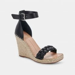 DOLCEVITA NILTON HEELS BLACK LEATHER SANDALS