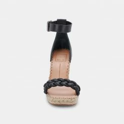 DOLCEVITA NILTON HEELS BLACK LEATHER SANDALS