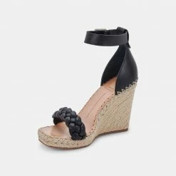 DOLCEVITA NILTON HEELS BLACK LEATHER SANDALS