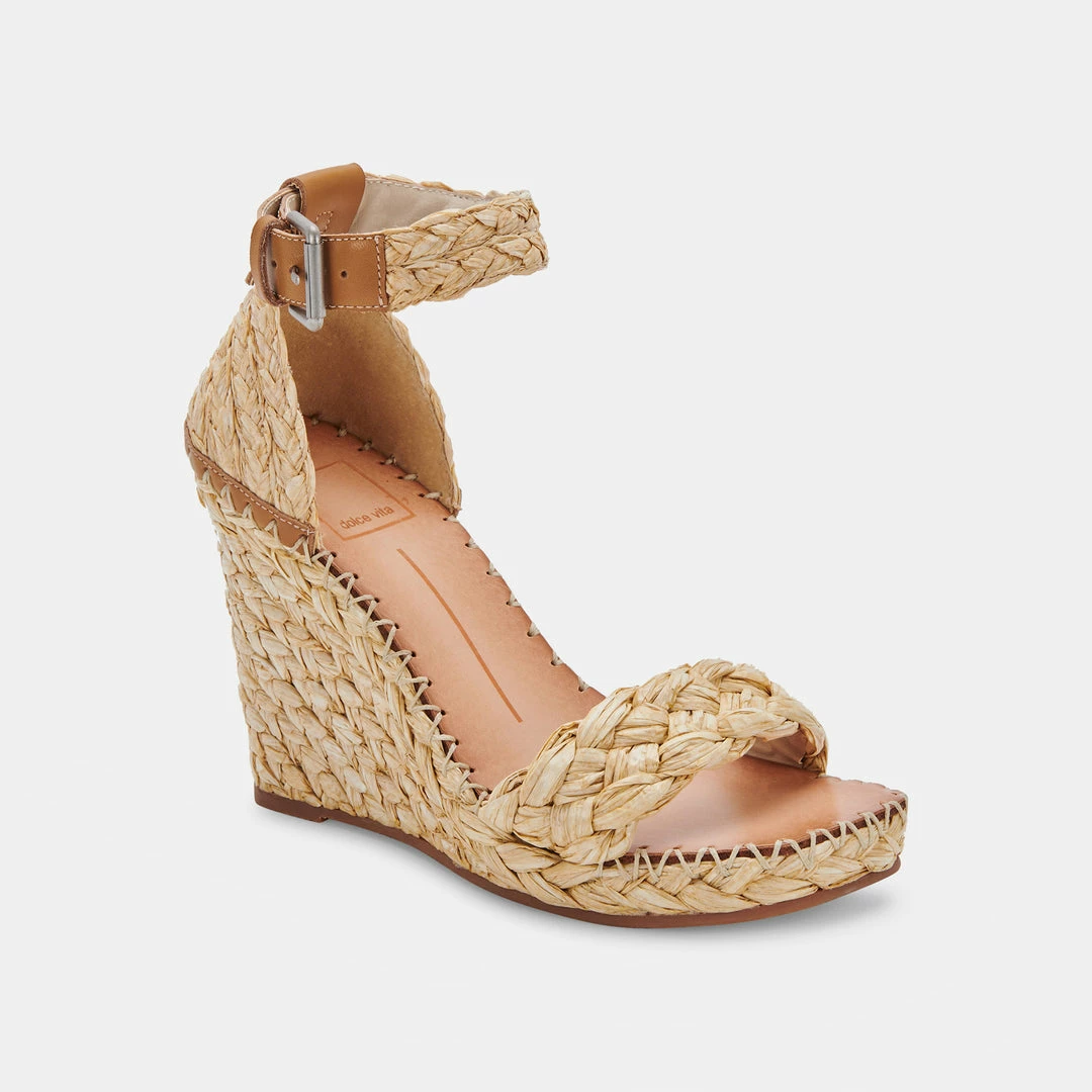 DOLCEVITA NILTON HEELS LT NATURAL RAFFIA SANDALS