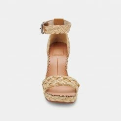 DOLCEVITA NILTON HEELS LT NATURAL RAFFIA SANDALS