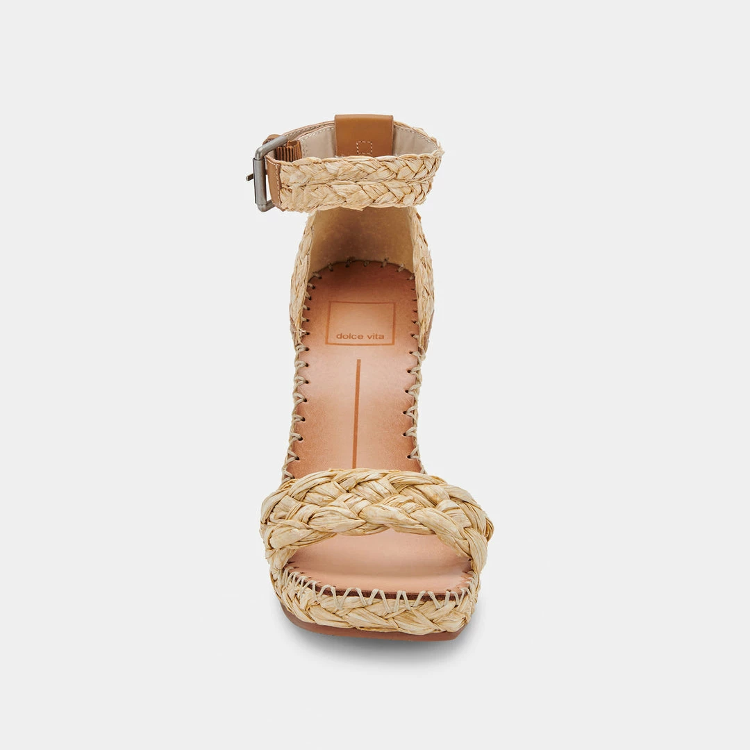 DOLCEVITA NILTON HEELS LT NATURAL RAFFIA SANDALS