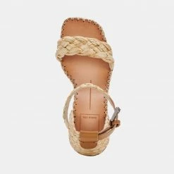 DOLCEVITA NILTON HEELS LT NATURAL RAFFIA SANDALS