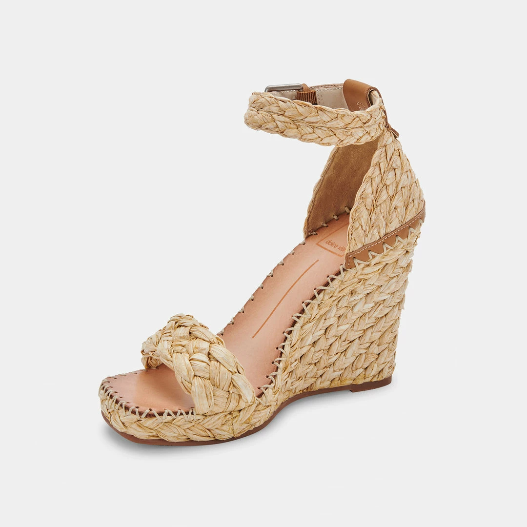 DOLCEVITA NILTON HEELS LT NATURAL RAFFIA SANDALS
