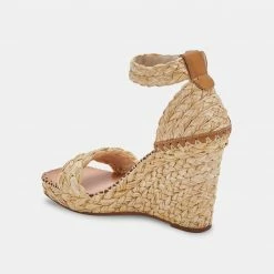 DOLCEVITA NILTON HEELS LT NATURAL RAFFIA SANDALS
