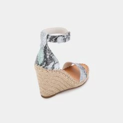 DOLCEVITA NOOR WEDGES MINT MULTI SNAKE PRINT LEATHER SANDALS