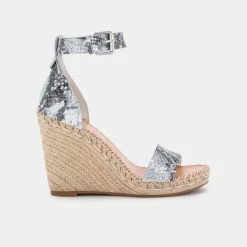 DOLCEVITA NOOR WEDGES MINT MULTI SNAKE PRINT LEATHER SANDALS