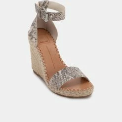 DOLCEVITA SANDALS NOOR WEDGES STONE SNAKE PRINT LEATHER