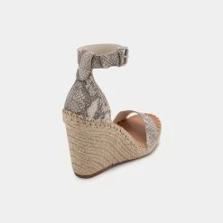 DOLCEVITA SANDALS NOOR WEDGES STONE SNAKE PRINT LEATHER