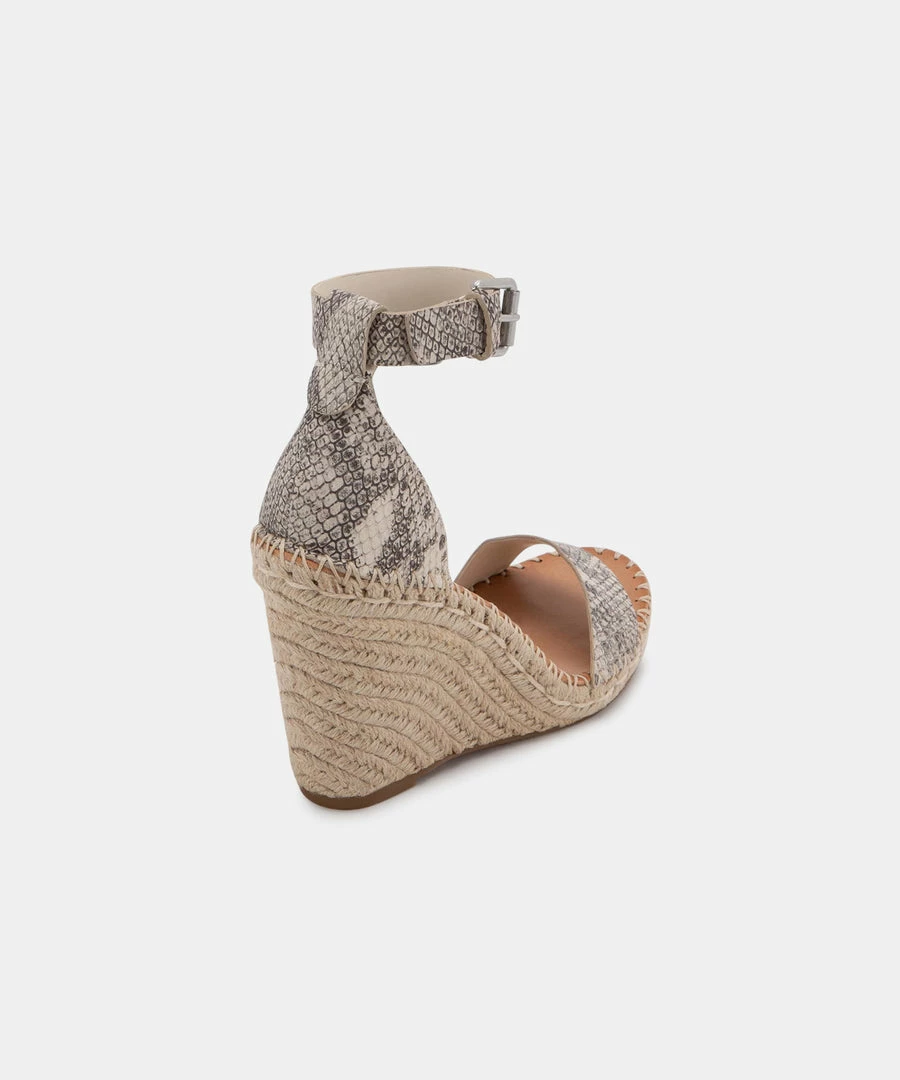 DOLCEVITA SANDALS NOOR WEDGES STONE SNAKE PRINT LEATHER