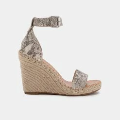 DOLCEVITA SANDALS NOOR WEDGES STONE SNAKE PRINT LEATHER