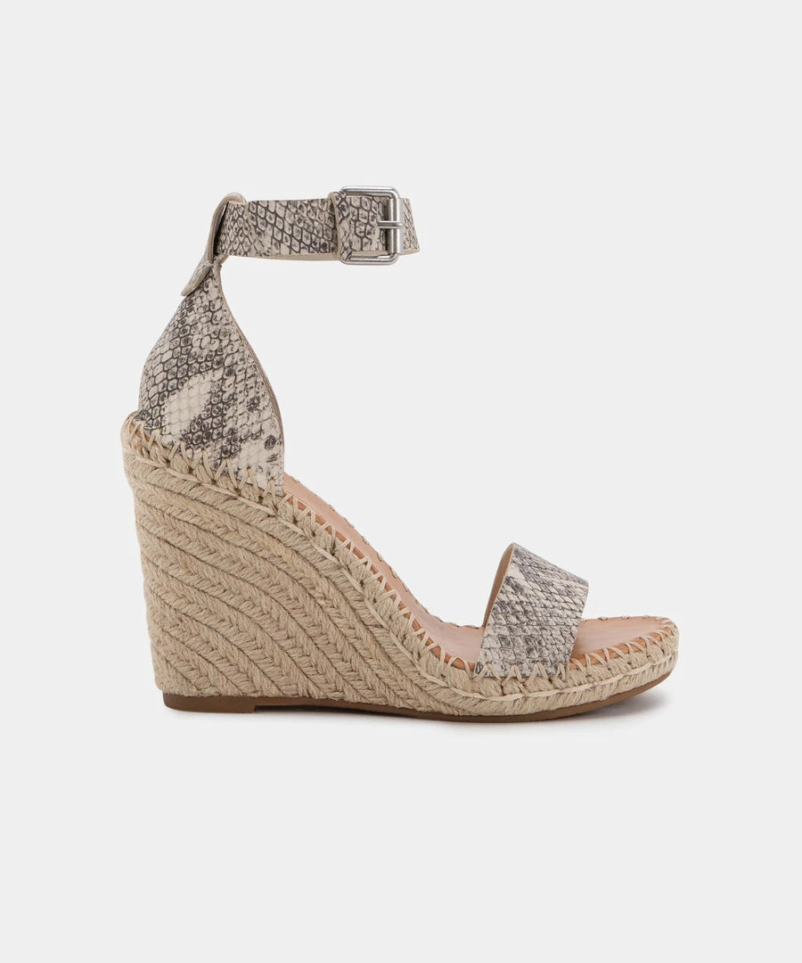 DOLCEVITA SANDALS NOOR WEDGES STONE SNAKE PRINT LEATHER