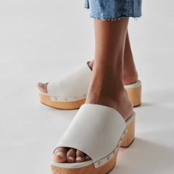 DOLCEVITA DORADO MULES BONE LEATHER SANDALS